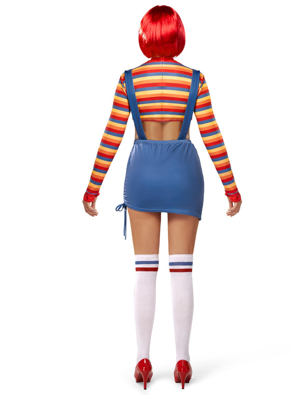 Scary Killer Doll Costume with Wig and Toy Knife