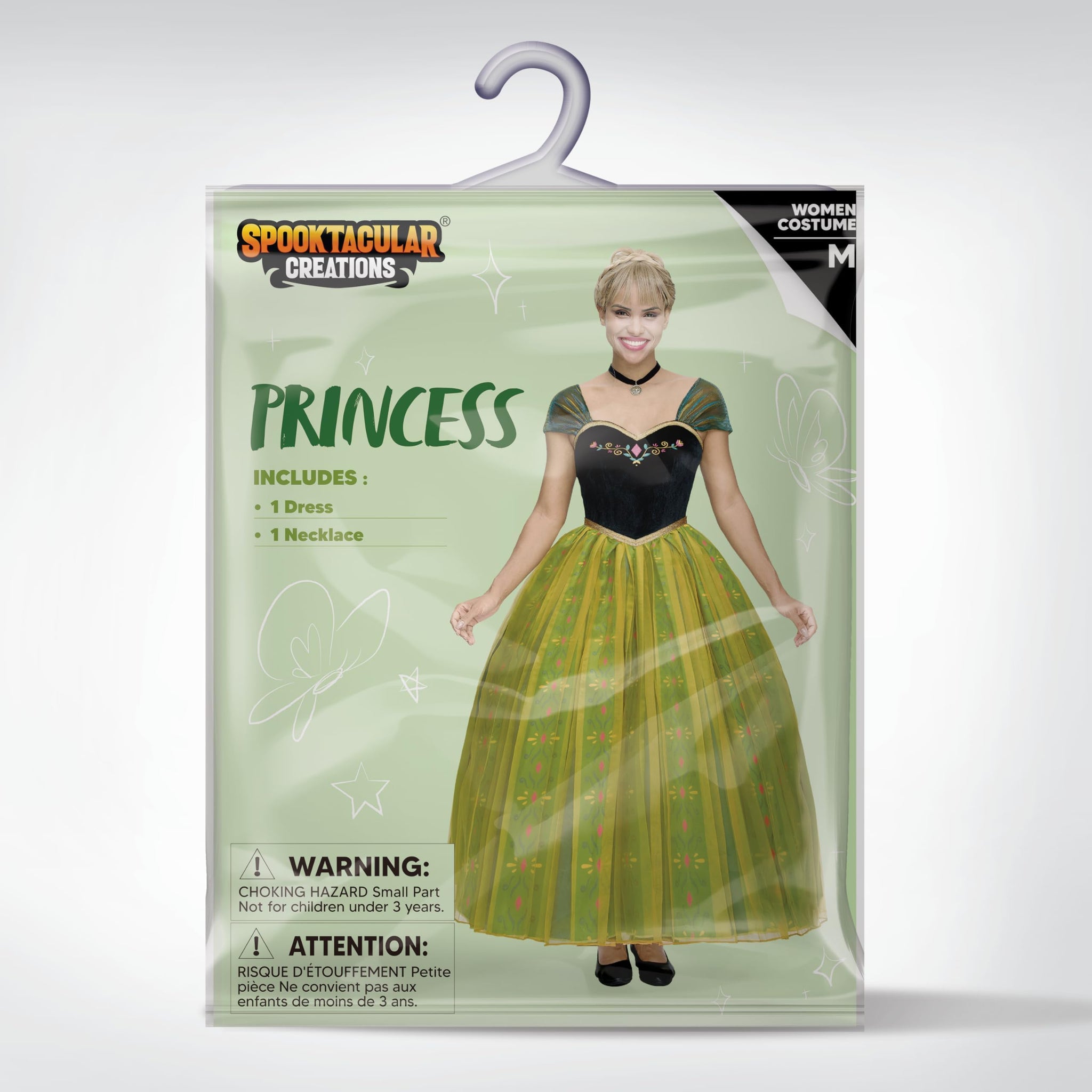 Spooktacular Creations Women Adult Princess Costume Green Dress Fairy with Necklace for Halloween Costume Role Play L Spooktacular Creations Women Adult Princess Costume Green Dress Fairy with Necklace for Halloween Costume Role Play L