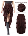 Women Steampunk Mullet Skirt Costume-Brown