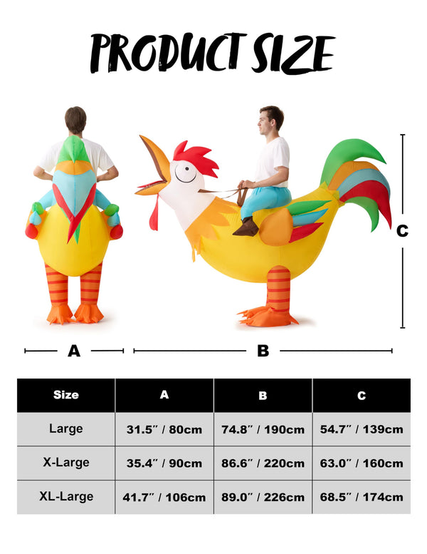 Ride on Rooster Inflatable Costume Adult
