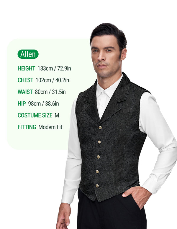 Halloween Victorian Steampunk Gothic Suit Vest for Men