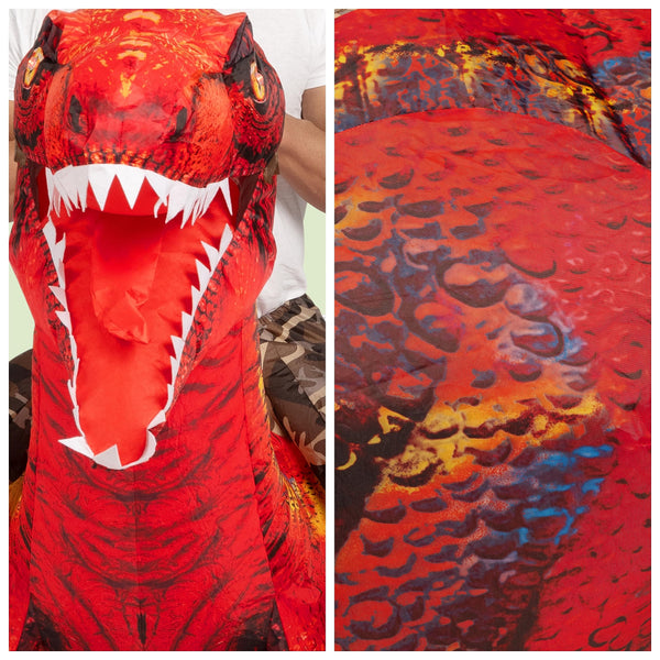 Adult Inflatable Dinosaur Costume, Riding a Raptor Red