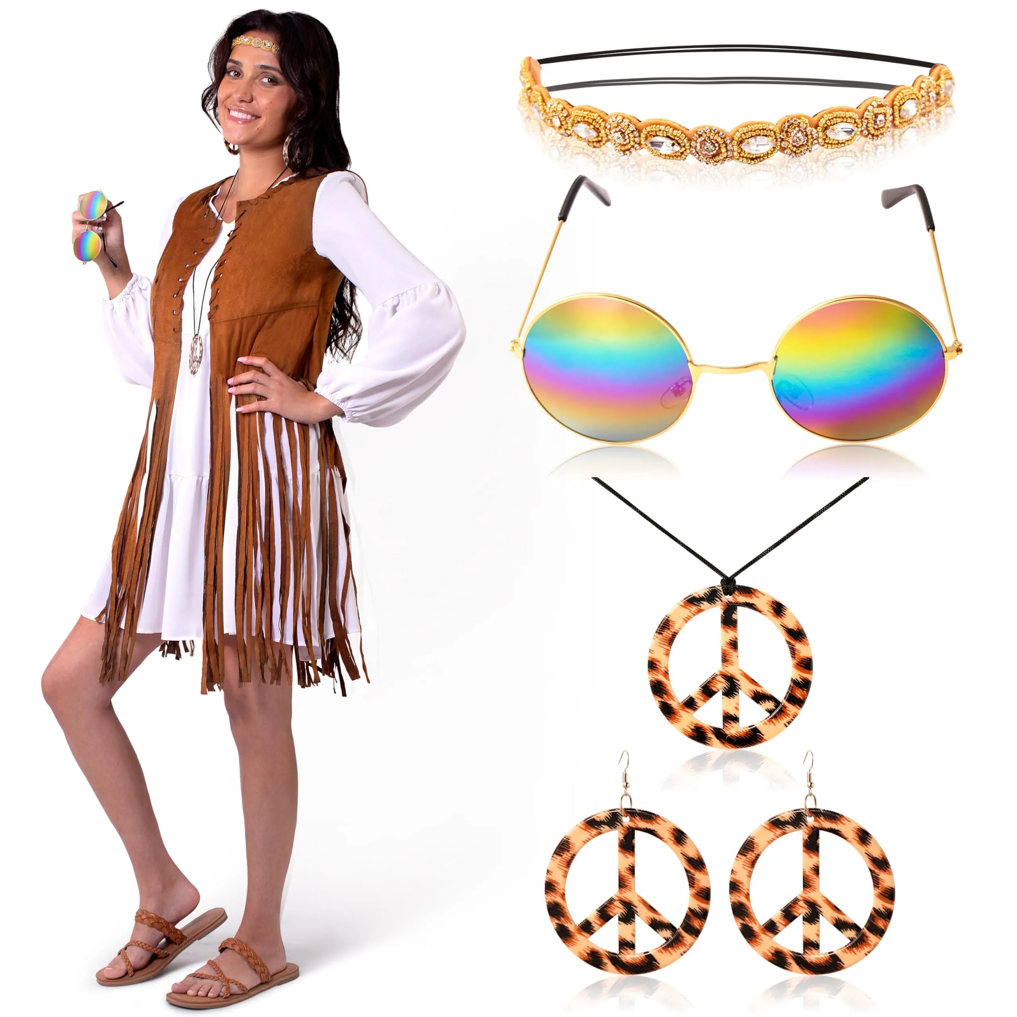 60s 70s Outfits for Women Hippie Costume Set