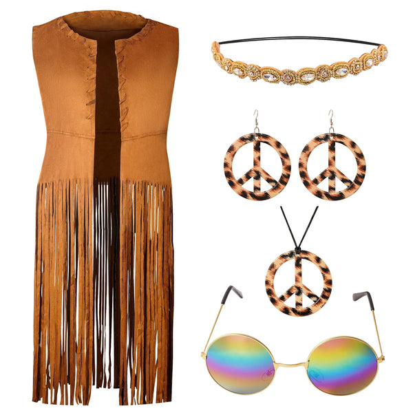 60s 70s Outfits for Women Hippie Costume Set