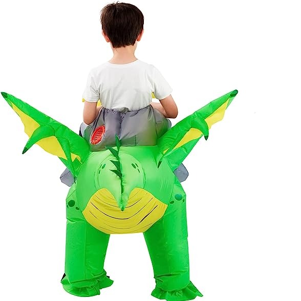 Ride-on Cool Green Dragon Inflatable Costume - Child