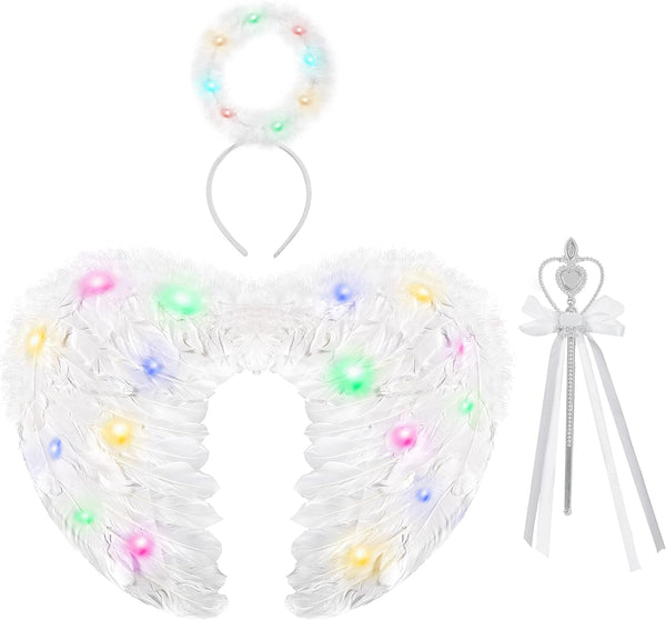 Child Unisex Angel Accessories Set with light(White)
