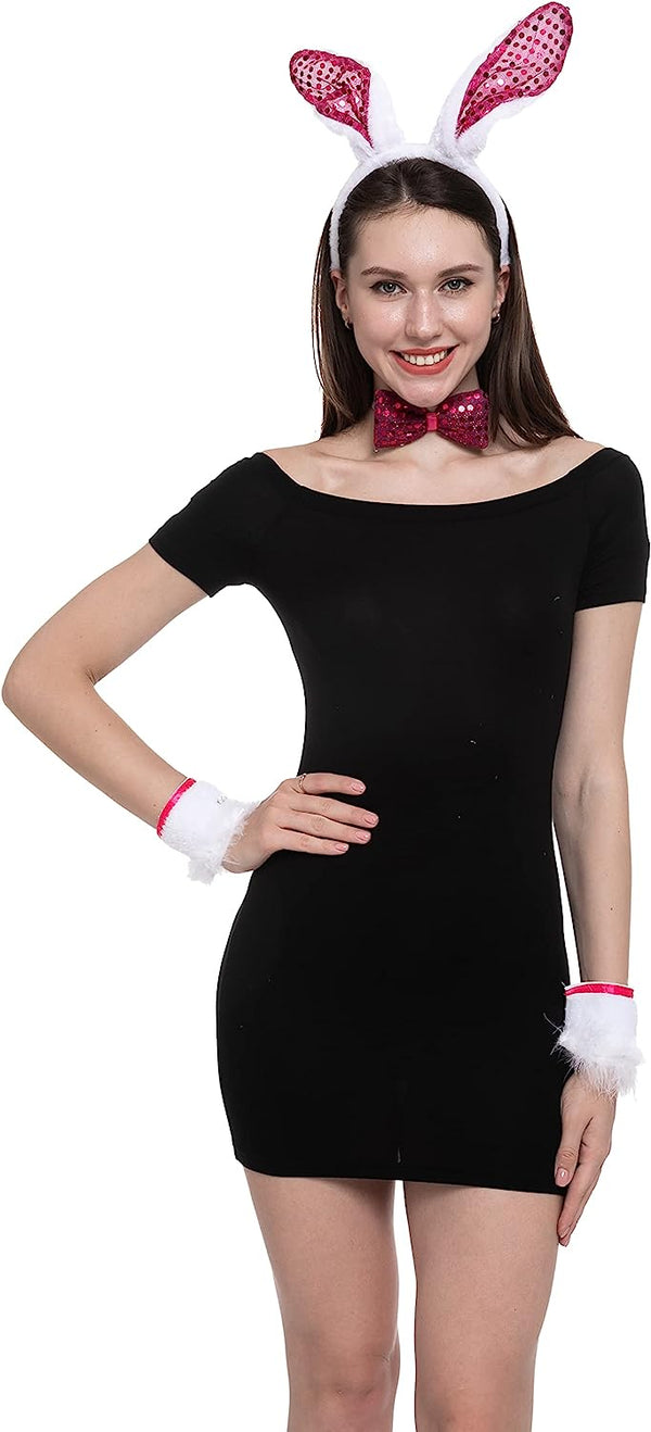 White Bunny with Sequins Cosplay Accessories Set