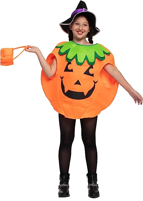 Pumpkin Costume with Witch Hat & Basket - Child