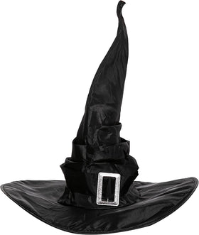 Large Ruched Black Witch Hat Role Play Cosplay Accessaries - Adult