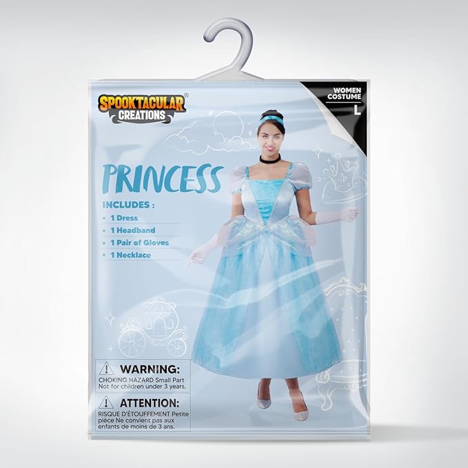 Adult Princess Costume, Halloween Blue Princess Dress, M Adult Princess Costume, Halloween Blue Princess Dress, M