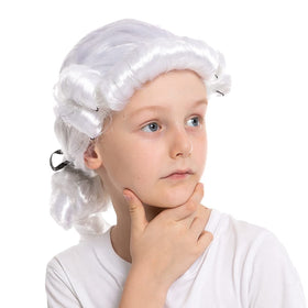 White Colonial George Washington Wig For Role Play Cosplay - Child