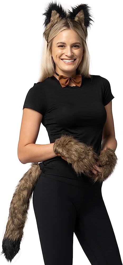 Adult Wolf Fox Tail Accessories Set - Brown