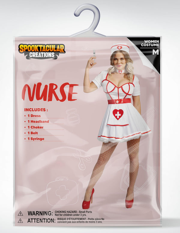 Halloween White Nurse Costume Heartbreaker Dress Set