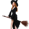 Halloween Witch Vine-Patterned Broom Brown Cane