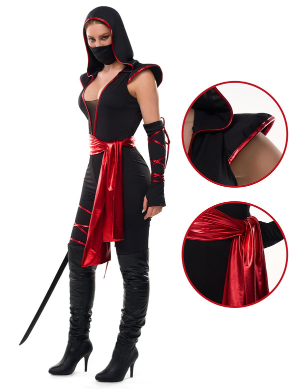 Halloween Ninja Costume for Women with Ninja Mask