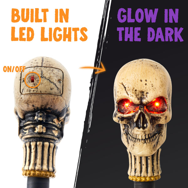 Halloween Skull Walking Cane with Light Up Eyes