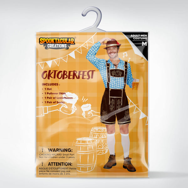 Men Lederhosen Oktoberfest Outfit Costume, Blue