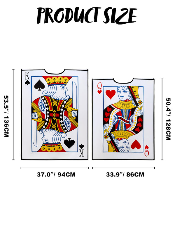 2 Pcs Adult Couple King & Queen Playing Card Costume