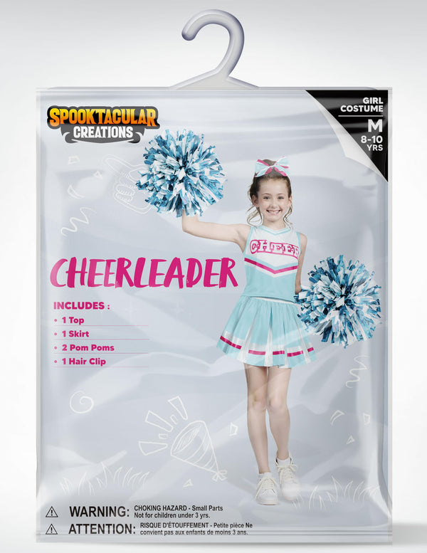 Halloween Girl Cheerleader Costume, Cheer Uniform Set-Light Blue
