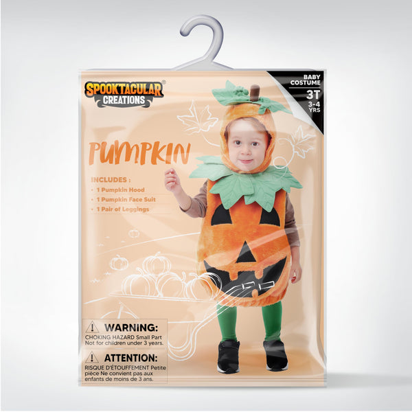 Halloween Baby Pumpkin Costume with Green leaves