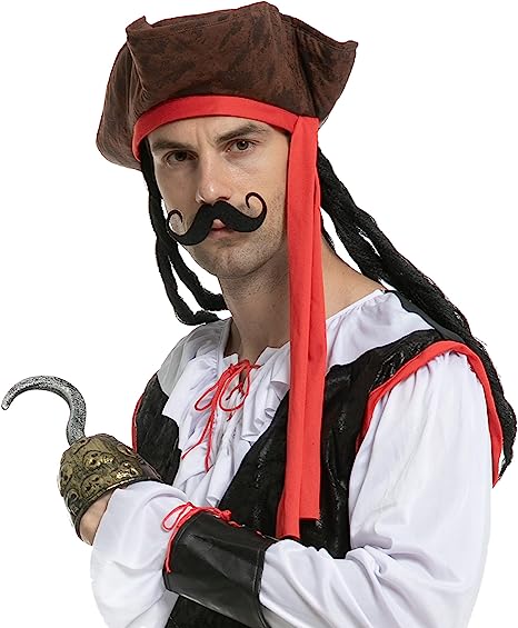 Pirate Hat with Hook & Mustache Cosplay Kit - Child