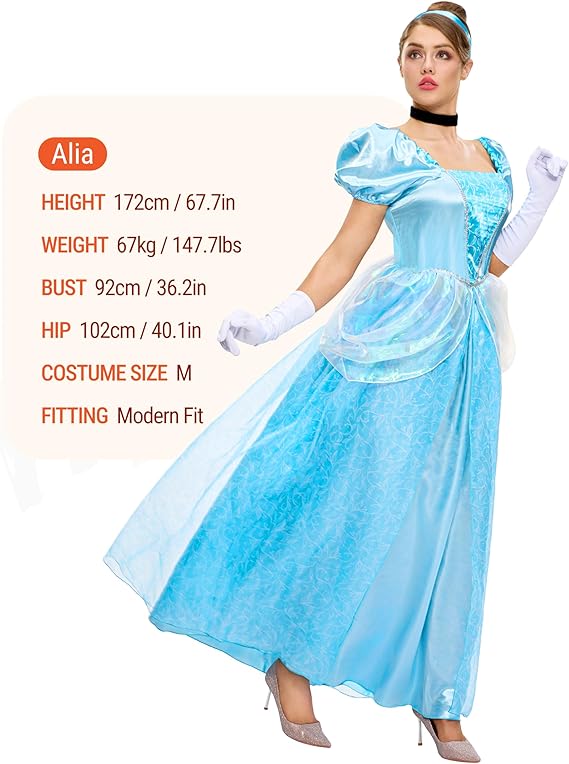 Adult Princess Costume, Halloween Blue Princess Dress, M Adult Princess Costume, Halloween Blue Princess Dress, M