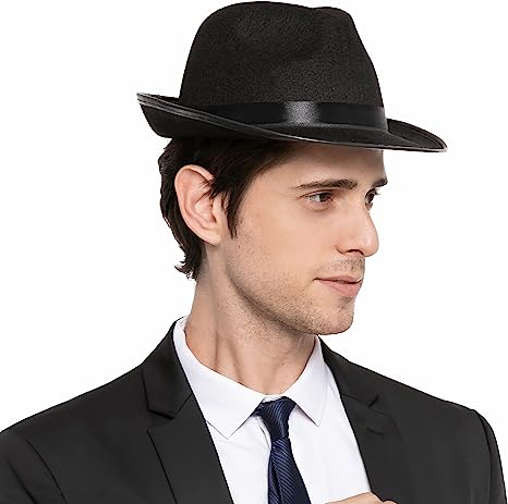 Black Gangster Hat, 3 Pcs - Adult
