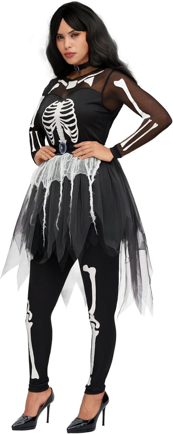 Women Skeleton Costume, Halloween Skeleton Tutu Dress