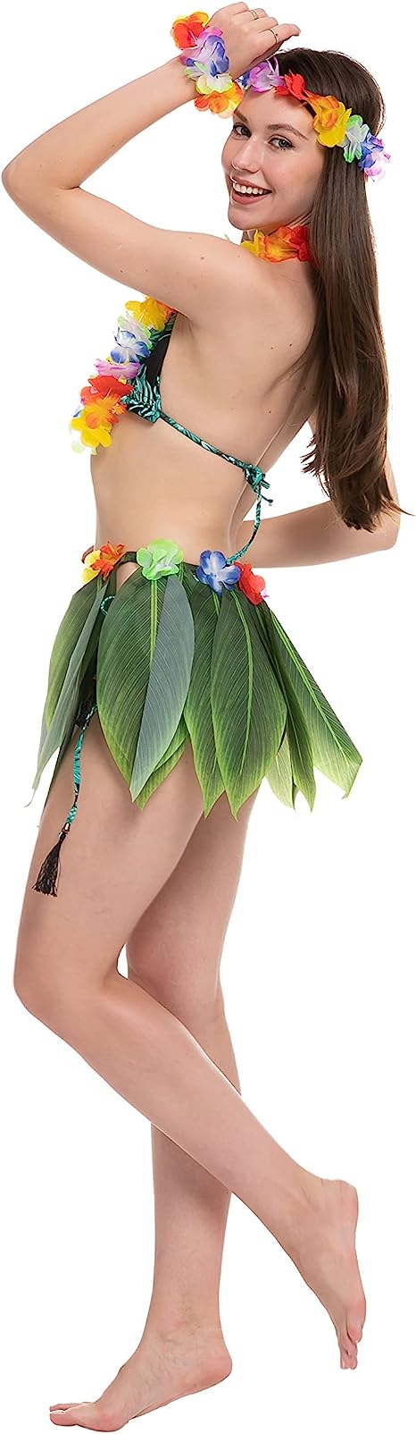 Hawaiian Dancer Cosplay Costume Set in Rainbow Colors