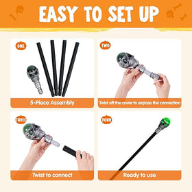 Halloween Skull Ball Staff Vintage Cane
