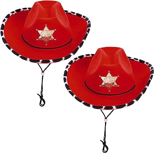Red Cowboy Hats Cosplay Accessories, 2 Packs