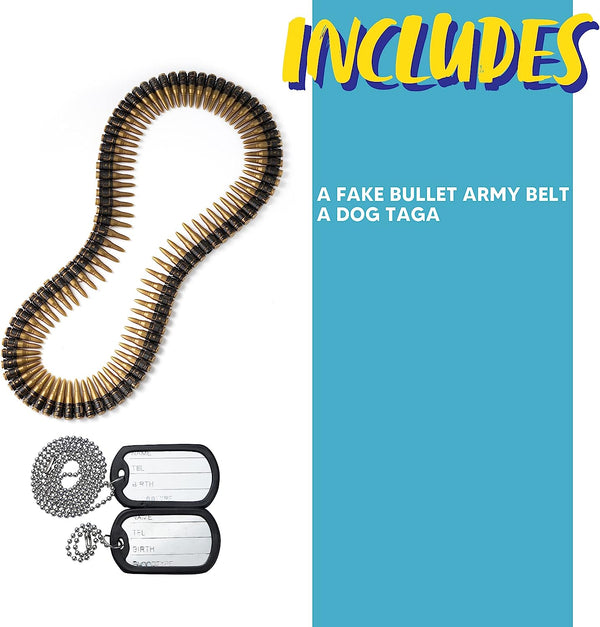 Costume Accessories Props with Fake Bullet Army Belt, Dog Tag