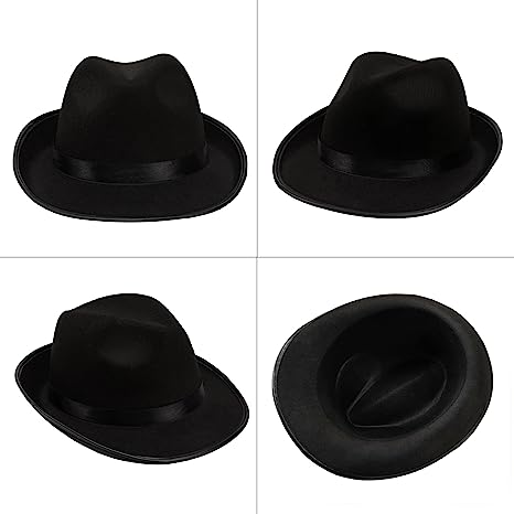 Black Gangster Hat, 3 Pcs - Adult
