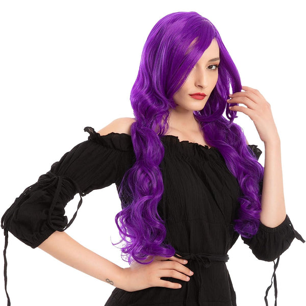 Women Long Purple Curly Wig Cosplay Kit - Adult