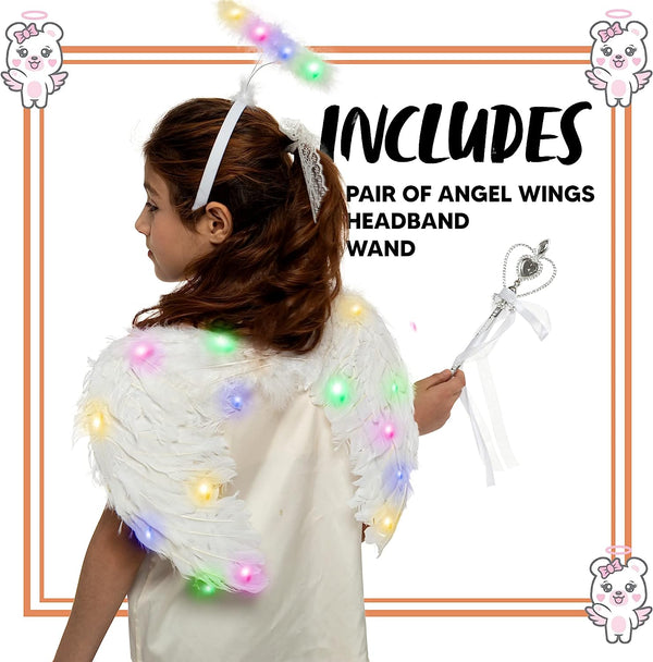 Child Unisex Angel Accessories Set with light(White)