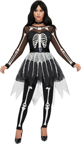 Women Skeleton Costume, Halloween Skeleton Tutu Dress