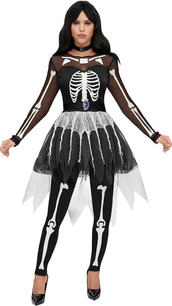 Women Skeleton Costume, Halloween Skeleton Tutu Dress