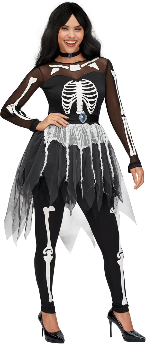 Women Skeleton Costume, Halloween Skeleton Tutu Dress
