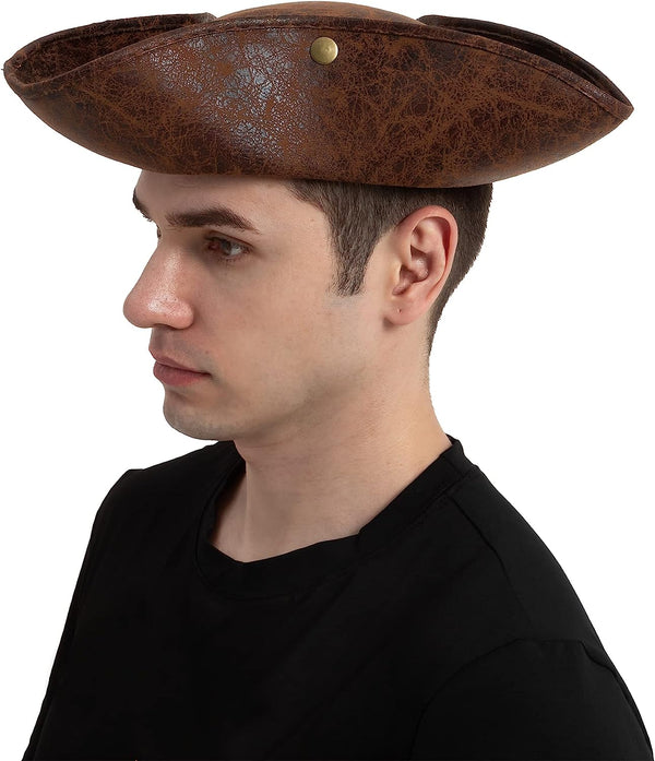 Leather Colonial Tricorn Hat