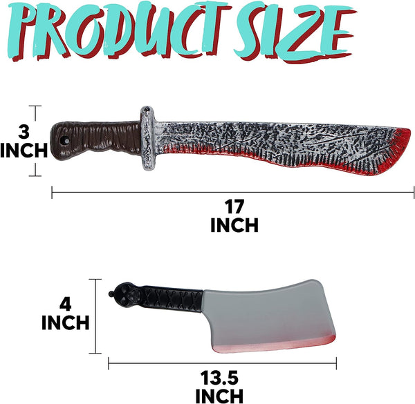 Bloody Machete Costume Prop Set 2 pack