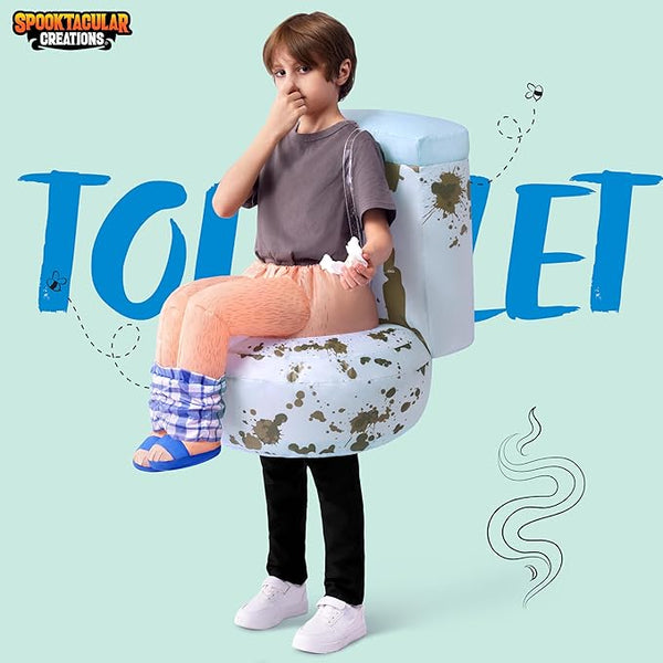 Kids Halloween Sitting on a Toilet Inflatable Costume