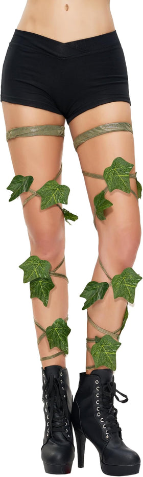Green Leaf Leg Wraps Shimmer Garter for Adult Women