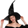Large Ruched Black Witch Hat Role Play Cosplay Accessaries - Adult