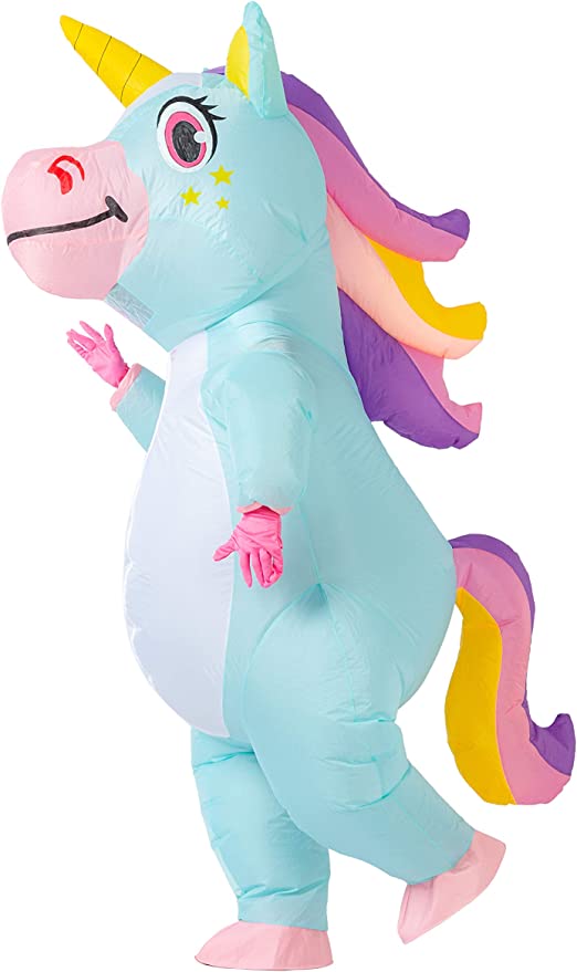 Inflatable Blue Rainbow Unicorn Costume