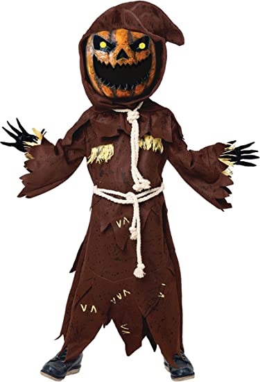 Scary Scarecrow Pumpkin Costume w/Pumpkin Mask for Kids | Spooktacular ...