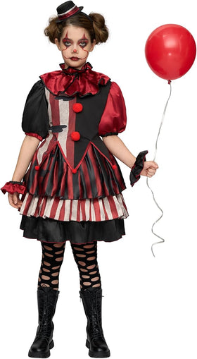 Girls Scary Clown Halloween Costume
