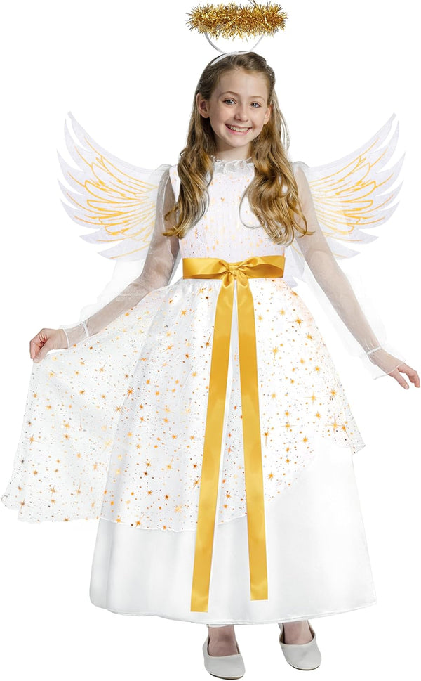 Halloween Angel Costume Girls, Golden