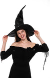 Large Ruched Black Witch Hat Role Play Cosplay Accessaries - Adult