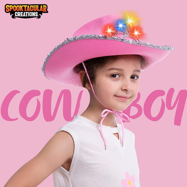 Pink Cowboy Hat With Bling Bling And Light