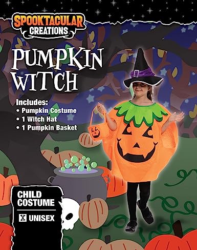 Pumpkin Costume with Witch Hat & Basket - Child